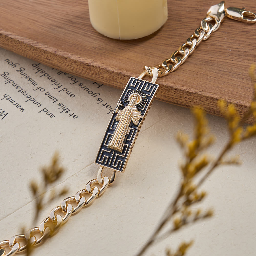 Christianartworkshop Kubanisches Gliederarmband mit Medaillons der Jungfrau Maria und des heiligen Judas Thaddäus, ein Symbol göttlichen Schutzes - image 3