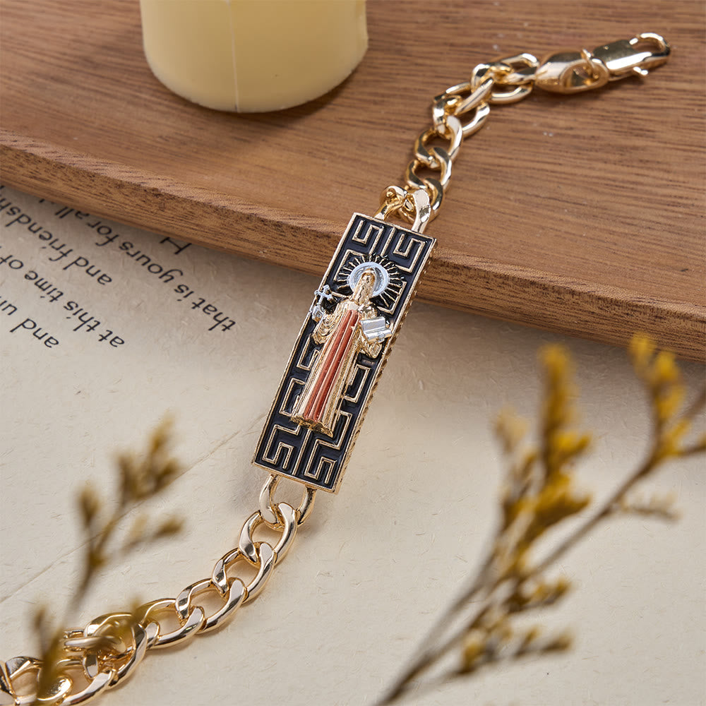Christianartworkshop Kubanisches Gliederarmband mit Medaillons der Jungfrau Maria und des heiligen Judas Thaddäus, ein Symbol göttlichen Schutzes - image 5