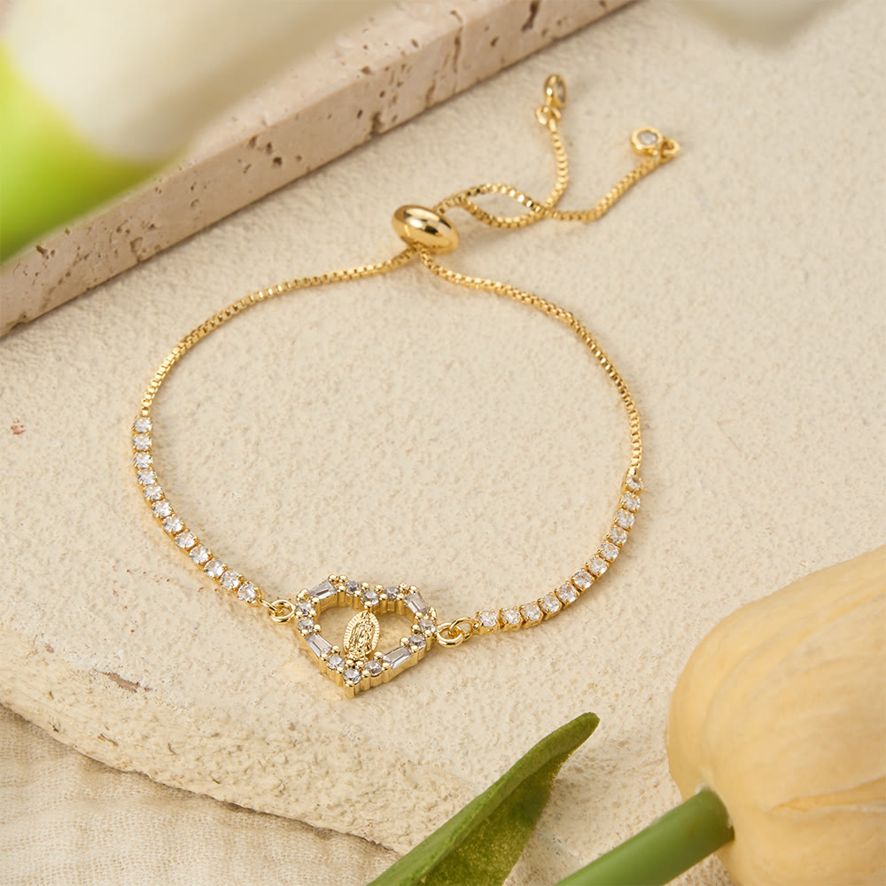 Christianartworkshop Verstellbares Bolo-Armband mit Marienmotiv, Symbol der göttlichen Gnade - Herz und Unsere Liebe Frau - image 5