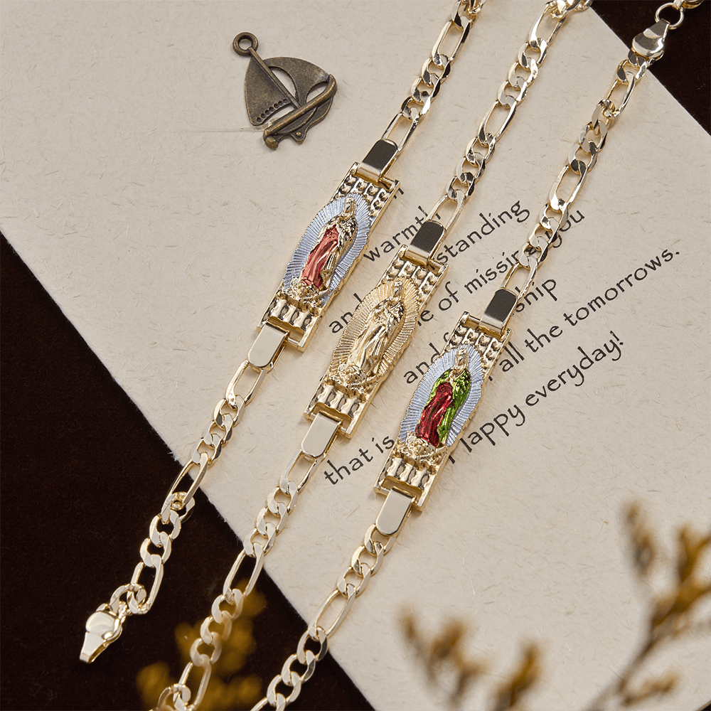 Christianartworkshop Andachtsarmband „Figaro-Kette“ mit Mariä-Verehrung, Symbol der göttlichen Gnade - image 1