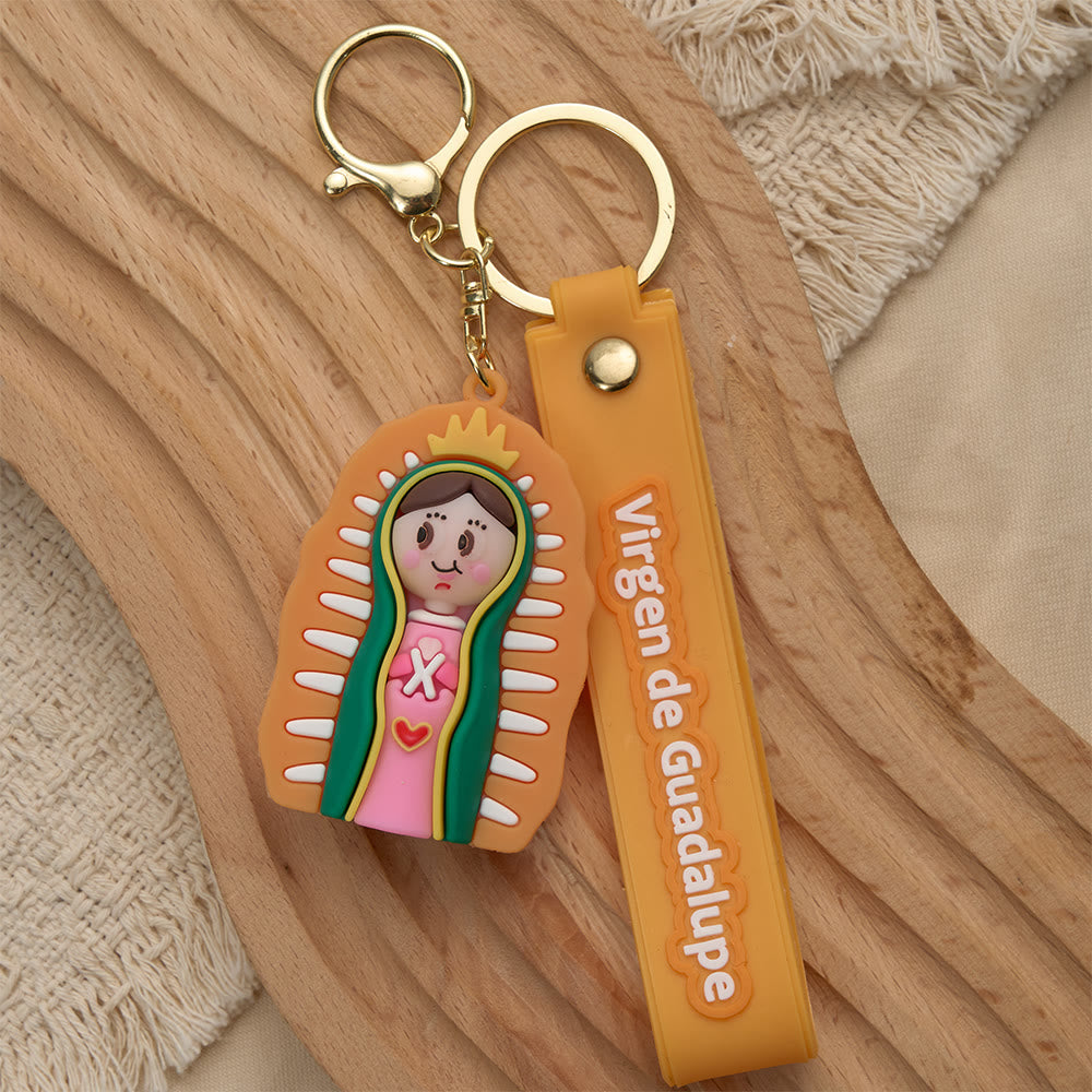 Christianartworkshop Schlüsselanhänger mit Andachtsmotiv Unserer Lieben Frau von Guadalupe und des Heiligen Judas Thaddäus: Symbol des Glaubens und des spirituellen Schutzes - Gelbe Muttergottes - image 5