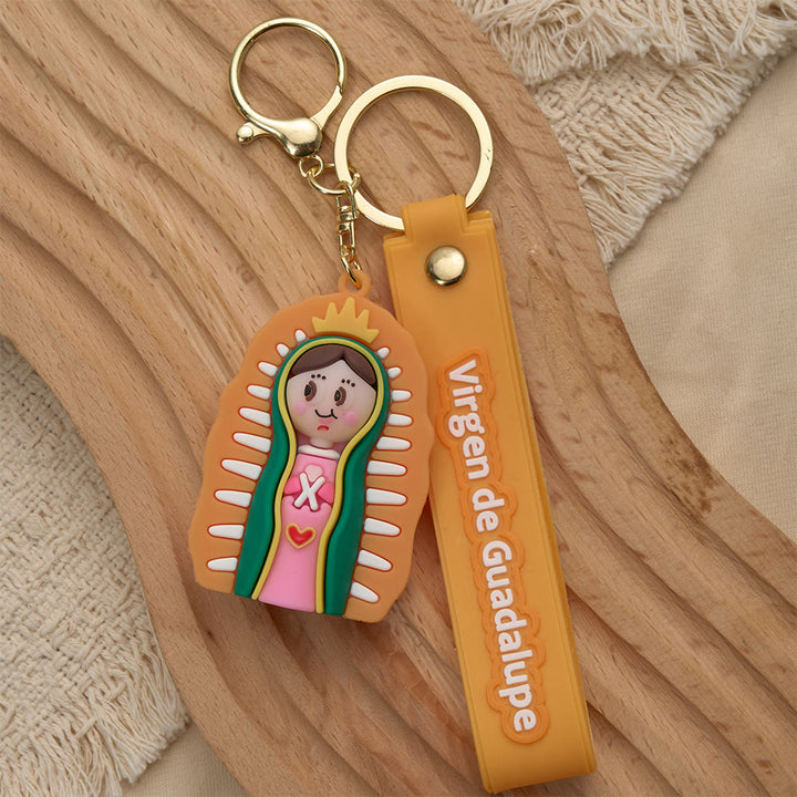 Christianartworkshop Schlüsselanhänger mit Andachtsmotiv Unserer Lieben Frau von Guadalupe und des Heiligen Judas Thaddäus: Symbol des Glaubens und des spirituellen Schutzes - Gelbe Muttergottes - image 5