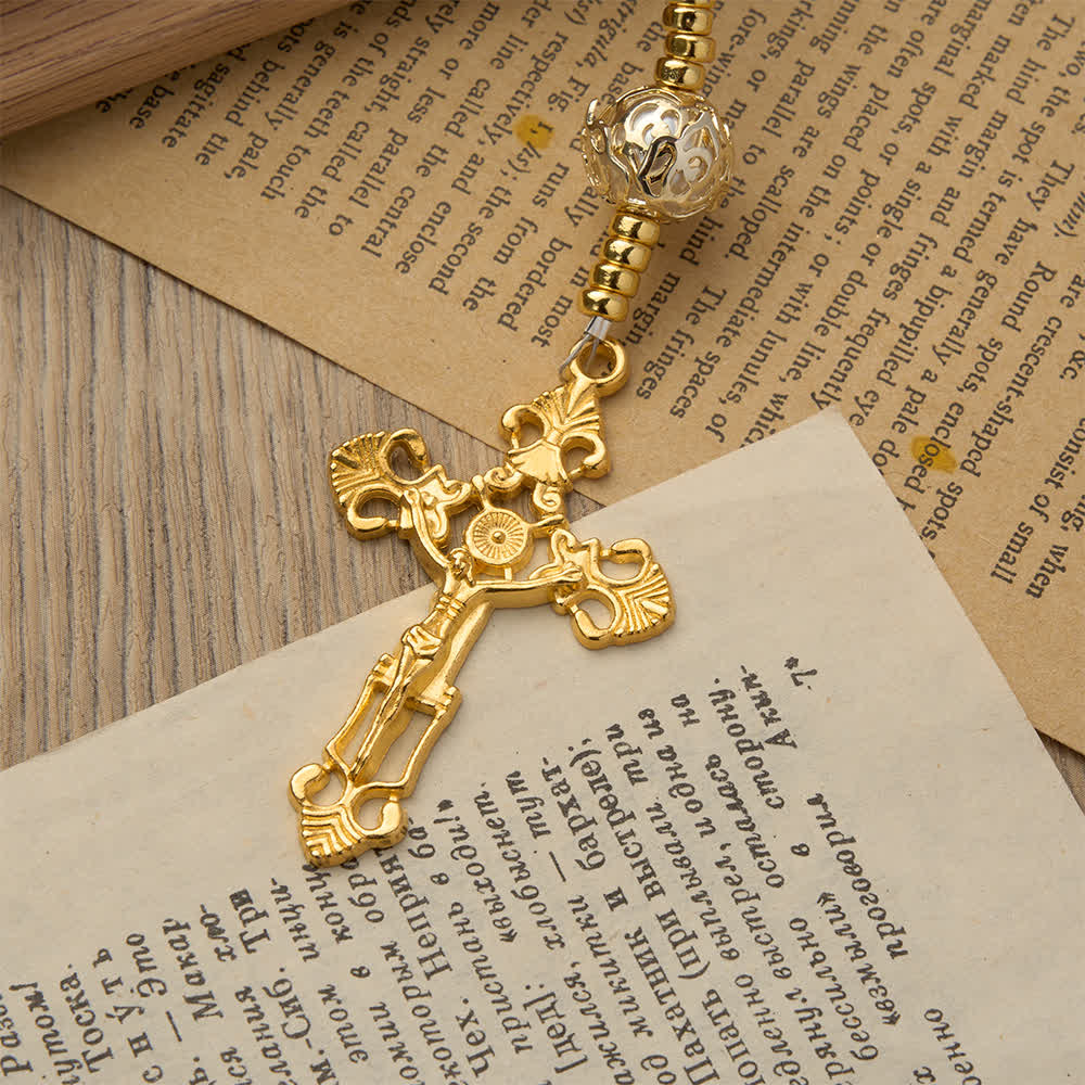 Eleganter weißer Rosenkranz mit Jungfrau Maria und individuellen Namensbuchstaben von Christianartworkshop - image 7