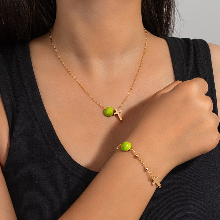 Christianartworkshop Sportball- und Kreuz-Schmuckset (Halskette + Armband) mit Karte: Ein Symbol des Glaubens und der sportlichen Leidenschaft - Golden Tennis A - image 20