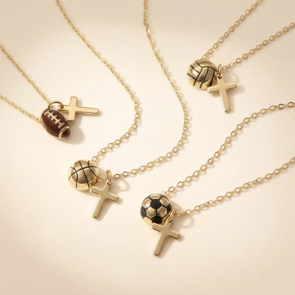 Christianartworkshop Sportball- und Kreuz-Schmuckset (Halskette + Armband) mit Karte: Ein Symbol des Glaubens und der sportlichen Leidenschaft - image 1