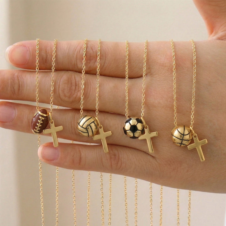 Christianartworkshop Sportball- und Kreuz-Schmuckset (Halskette + Armband) mit Karte: Ein Symbol des Glaubens und der sportlichen Leidenschaft - image 2