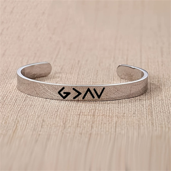 Christianartworkshop Graviertes Armband „Gott ist größer als Höhen und Tiefen“: Ein Symbol unerschütterlicher Hoffnung - G>∧∨ - image 0