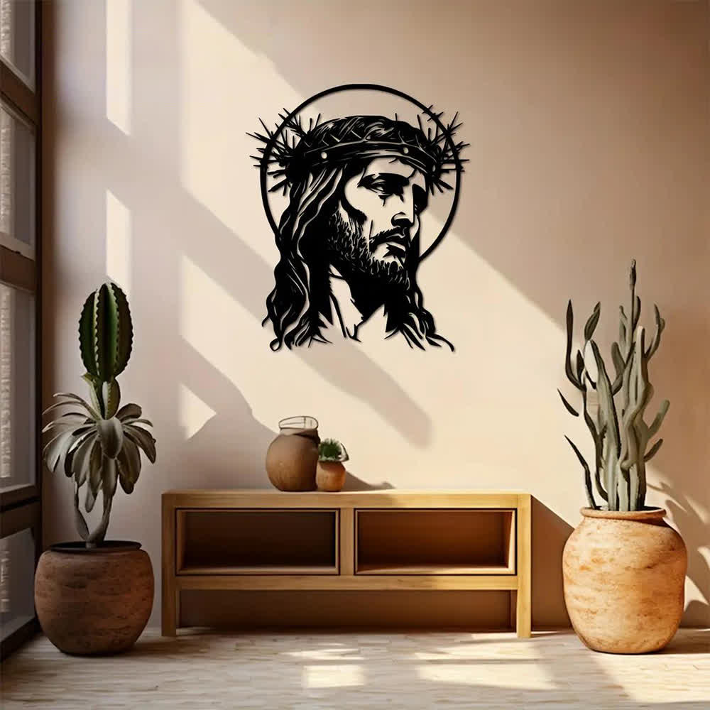 Christianartworkshop Heiliger Jesus mit Dornenkrone – Wanddekoration aus Metall - image 0