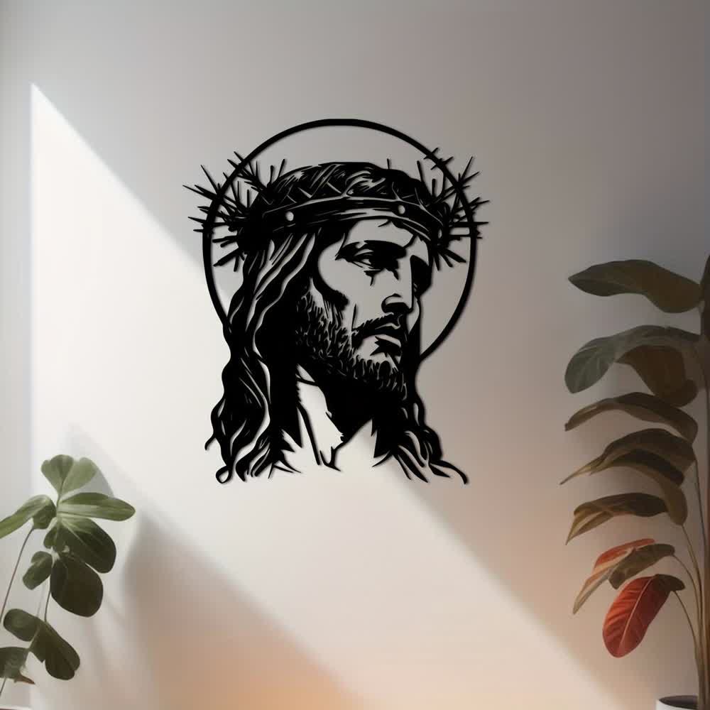 Christianartworkshop Heiliger Jesus mit Dornenkrone – Wanddekoration aus Metall - image 2