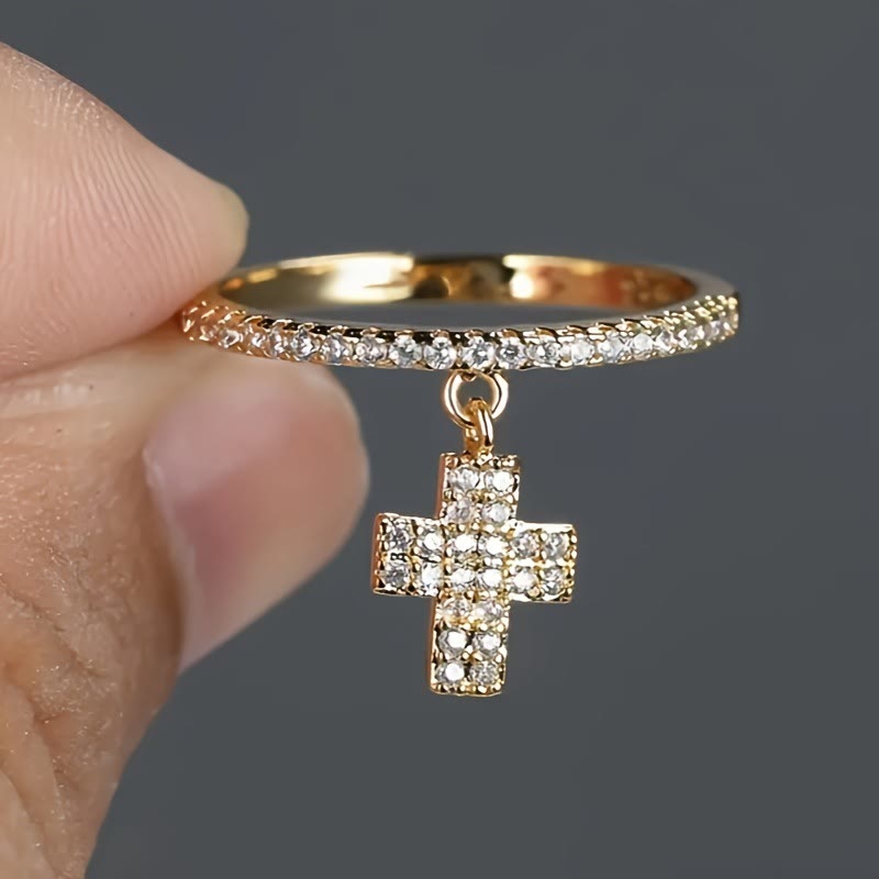 Christianartworkshop Ewigkeitsring mit Kreuzanhänger und Zirkonia-Kreuz: Eine Erinnerung an das göttliche Licht - image 1