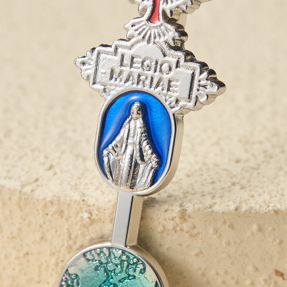 Christianartworkshop Legio Mariae Emaille-Brosche mit Heiliger-Geist-Taube und Marienmedaille: Ein Symbol der Marienverehrung - image 4