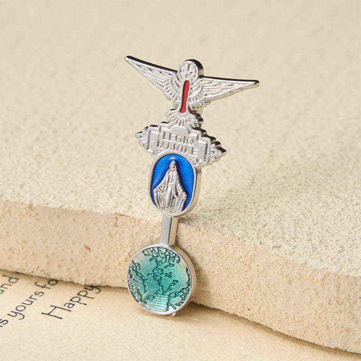 Christianartworkshop Legio Mariae Emaille-Brosche mit Heiliger-Geist-Taube und Marienmedaille: Ein Symbol der Marienverehrung - image 3