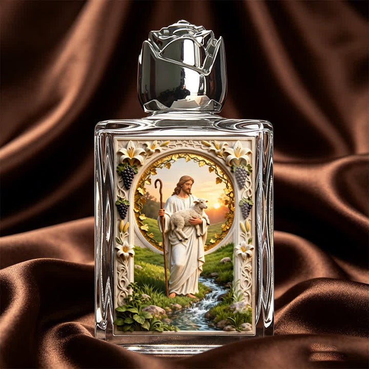Christianartworkshop Quadratische Weihwasserflasche mit katholischen Ikonen: Duftflasche mit heiligen Bildern - Guter Hirte - image 13