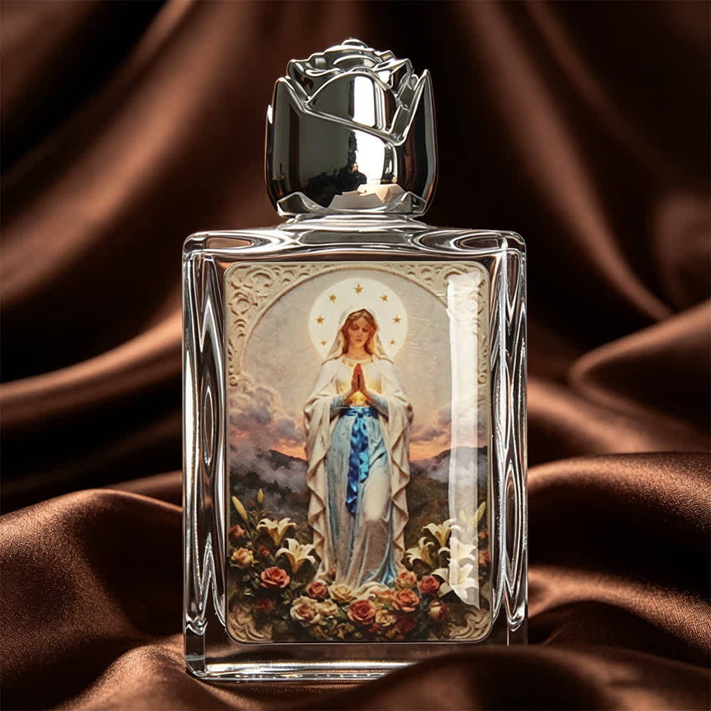 Christianartworkshop Quadratische Weihwasserflasche mit katholischen Ikonen: Duftflasche mit heiligen Bildern - Unsere Liebe Frau von Lourdes - image 11