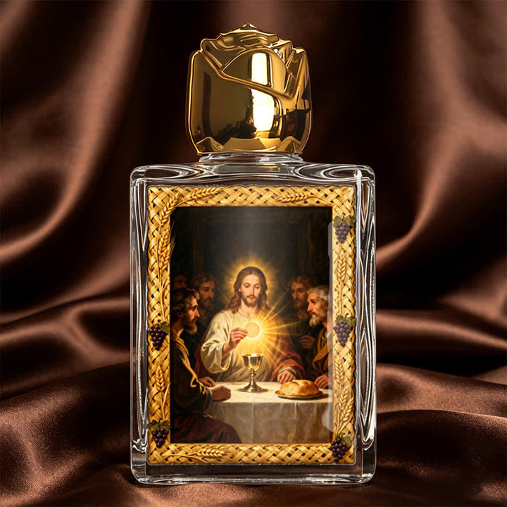 Christianartworkshop Quadratische Weihwasserflasche mit katholischen Ikonen: Duftflasche mit heiligen Bildern - Jesus und die Heilige Kommunion - image 9