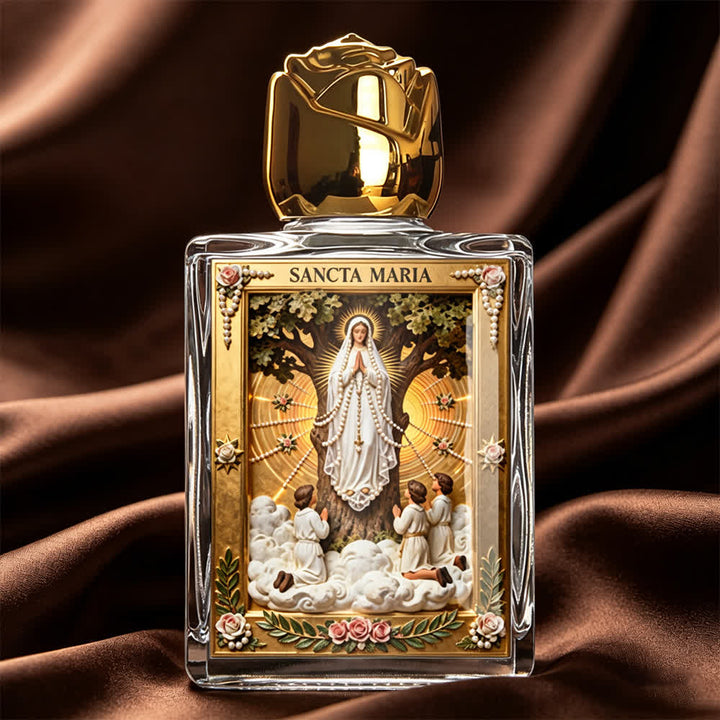 Christianartworkshop Quadratische Weihwasserflasche mit katholischen Ikonen: Duftflasche mit heiligen Bildern - Unsere Liebe Frau von Fátima - image 7
