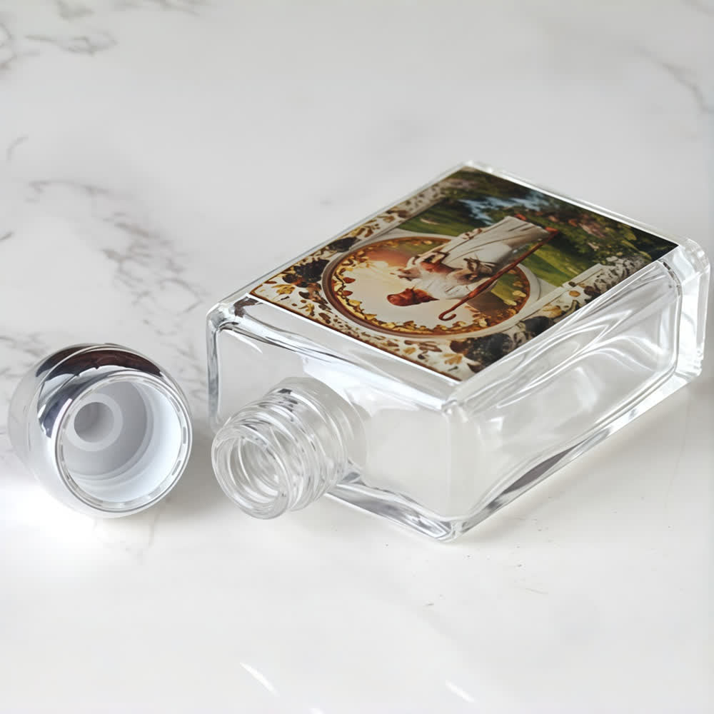 Christianartworkshop Quadratische Weihwasserflasche mit katholischen Ikonen: Duftflasche mit heiligen Bildern - image 5