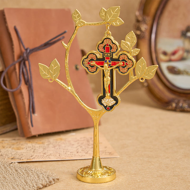 Christianartworkshop Lebensbaum-Tischdekoration mit hängendem Kruzifix-Anhänger: Ein Symbol der Hingabe und Erneuerung - image 5