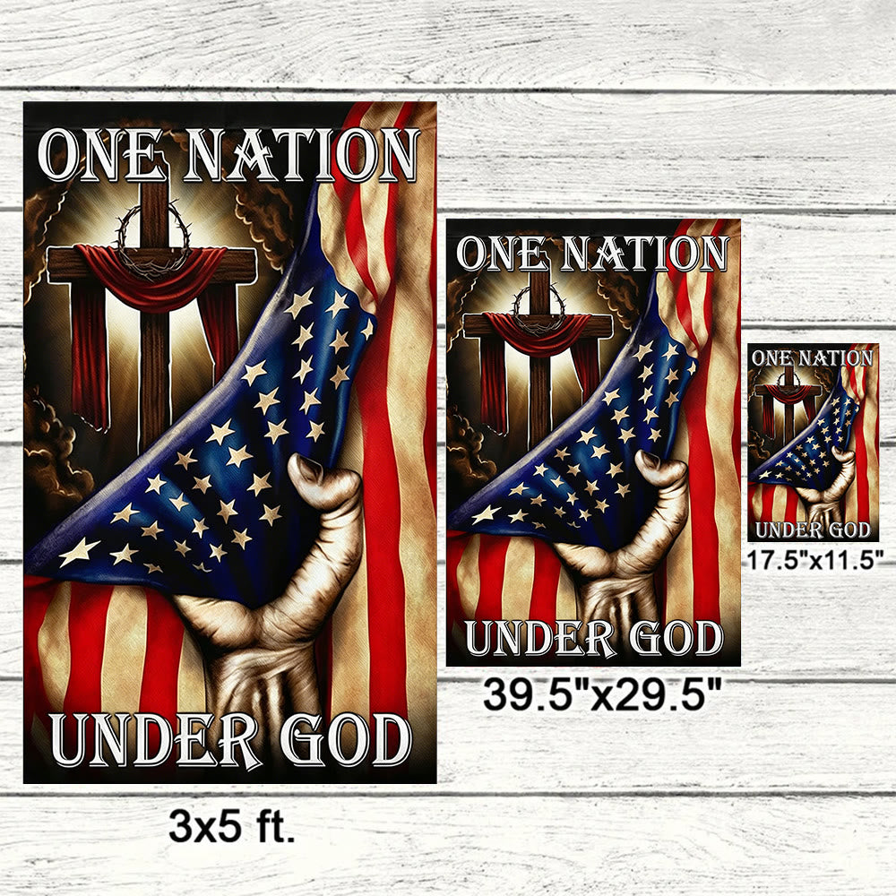 Christianartworkshop Eine Nation unter Gott Kreuz & amerikanische Flagge Gartenflagge: Ein Zeichen des Glaubens und des Patriotismus - image 5