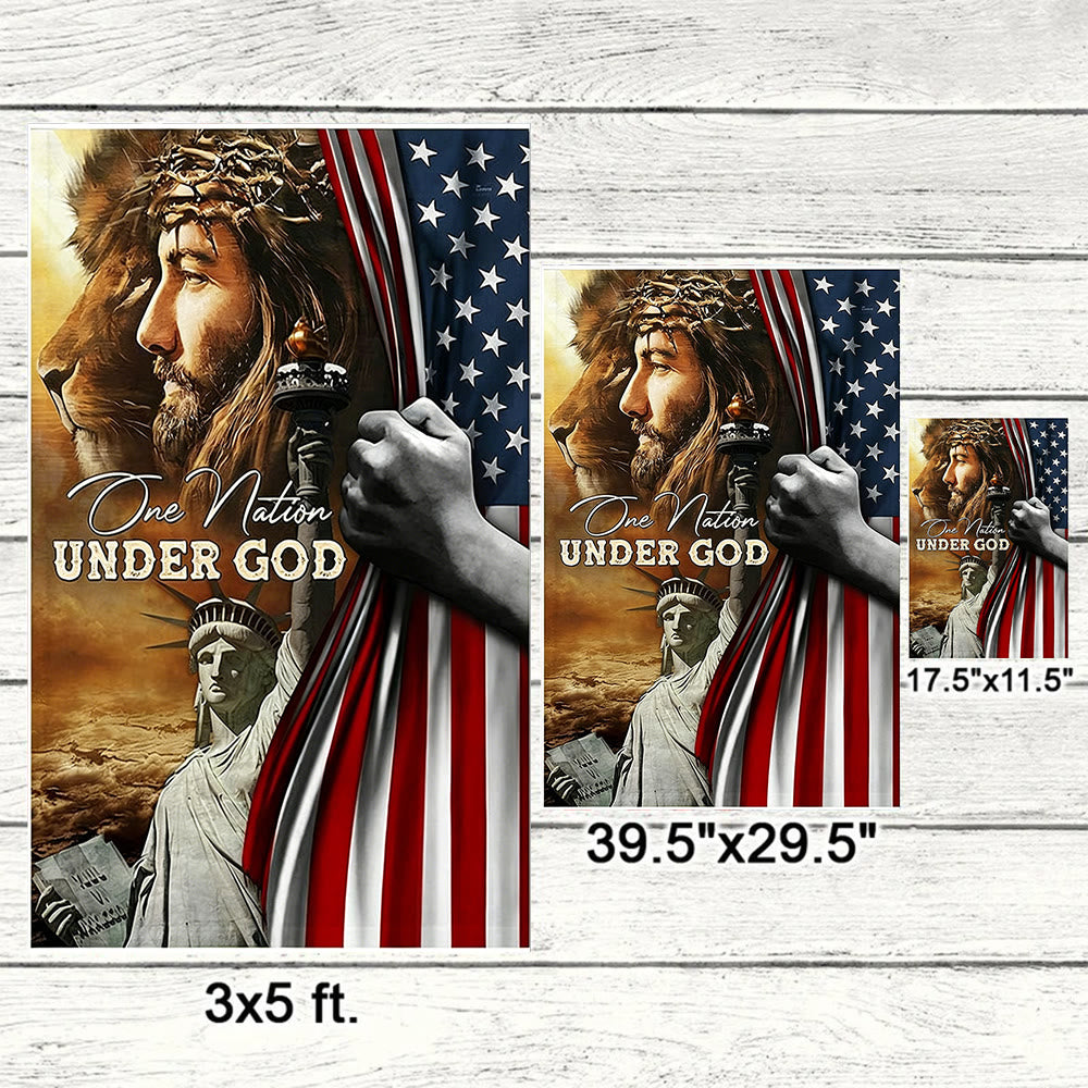 Christianartworkshop Eine Nation unter Gott Jesus Löwe Freiheitsflagge: Ein Zeichen des Glaubens und des Patriotismus - image 5