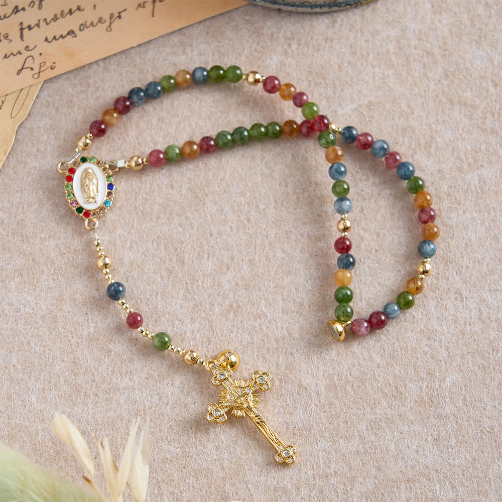 Magnetisches Rosenkranzarmband aus Erdbeerachat von Christianartworkshop : Symbol göttlicher Gnade und Reinheit - image 21