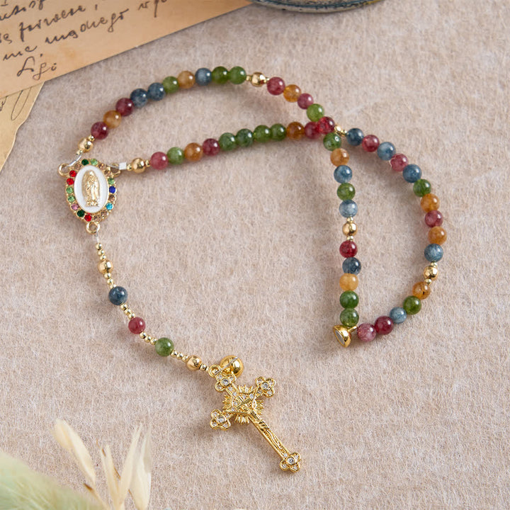 Magnetisches Rosenkranzarmband aus Erdbeerachat von Christianartworkshop : Symbol göttlicher Gnade und Reinheit - image 21