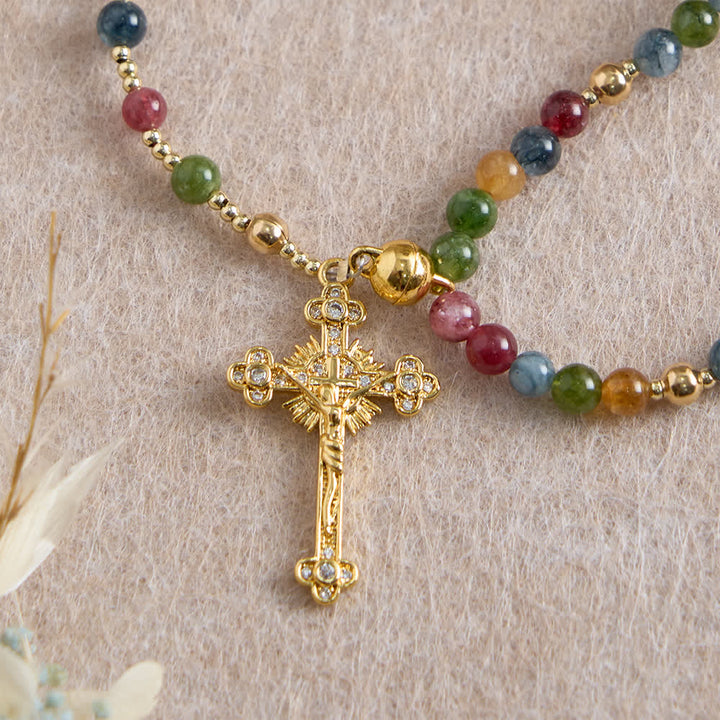Magnetisches Rosenkranzarmband aus Erdbeerachat von Christianartworkshop : Symbol göttlicher Gnade und Reinheit - image 24