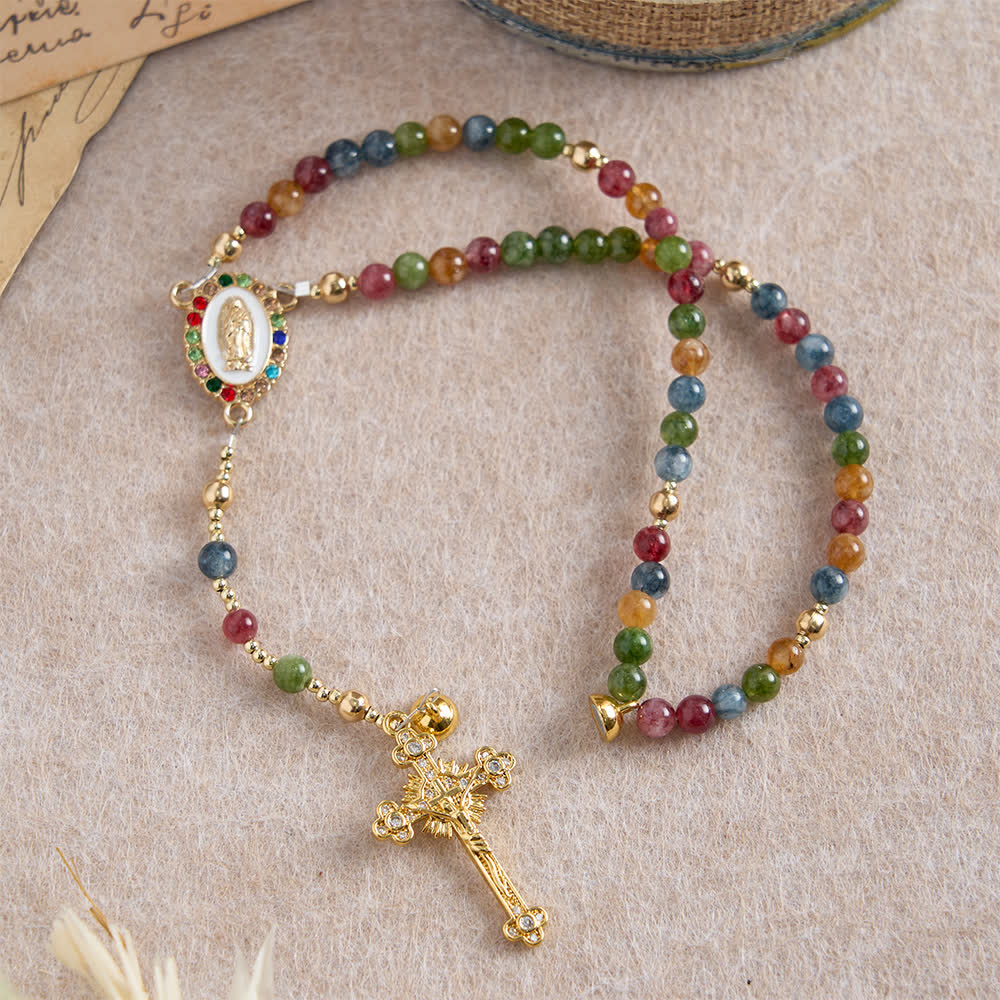 Magnetisches Rosenkranzarmband aus Erdbeerachat von Christianartworkshop : Symbol göttlicher Gnade und Reinheit - image 19