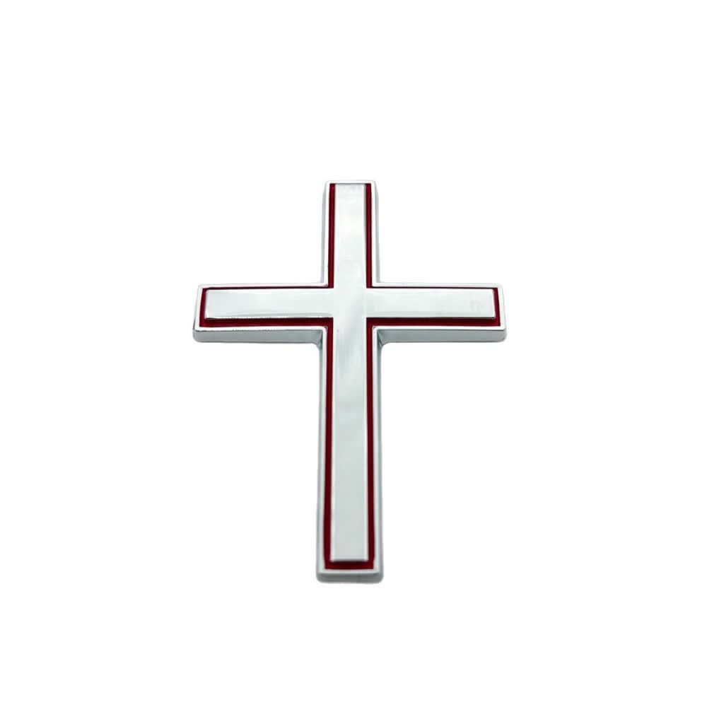 Christianartworkshop Robuster Autoaufkleber mit Metallkreuz: Erinnert an seine stille Führung auf dem Weg - Silber Rot (4er-Set) - image 21