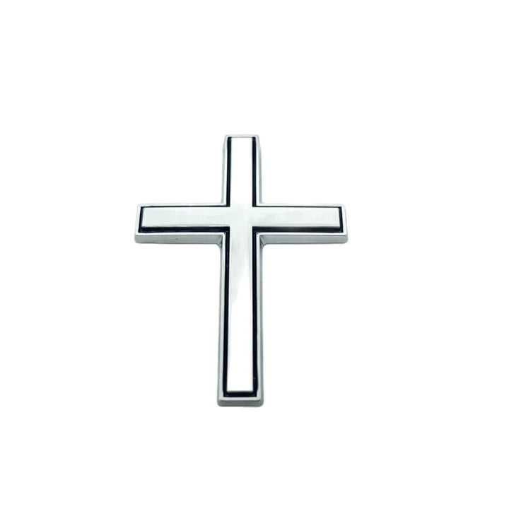 Christianartworkshop Robuster Autoaufkleber mit Metallkreuz: Erinnert an seine stille Führung auf dem Weg - Silber Schwarz (4er-Set) - image 20