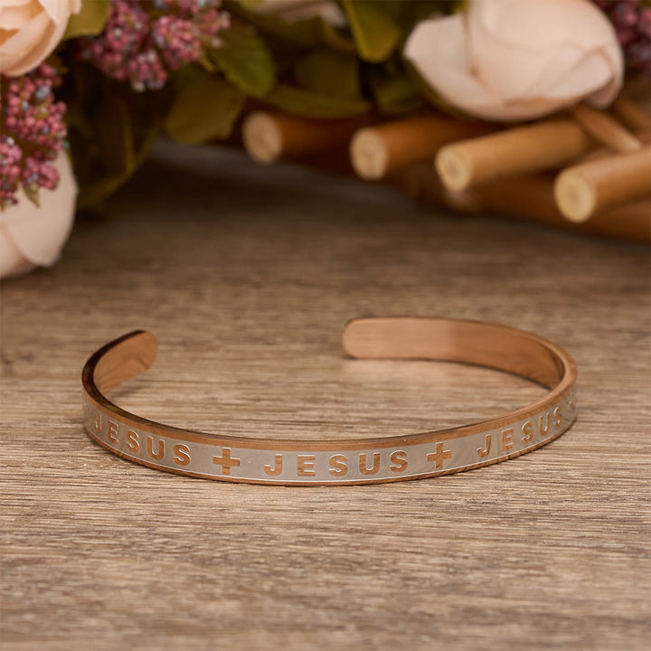 Christianartworkshop Graviertes Jesus-Armband in Gold-, Silber- und Roségold-Optik: Eine Erinnerung an die göttliche Gnade - Roségold - image 5