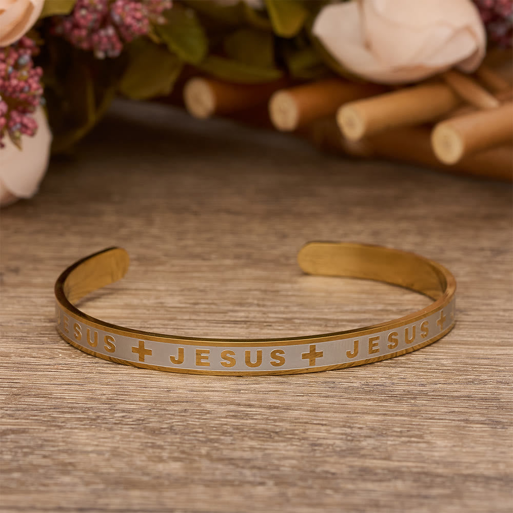 Christianartworkshop Graviertes Jesus-Armband in Gold-, Silber- und Roségold-Optik: Eine Erinnerung an die göttliche Gnade - Golden - image 3