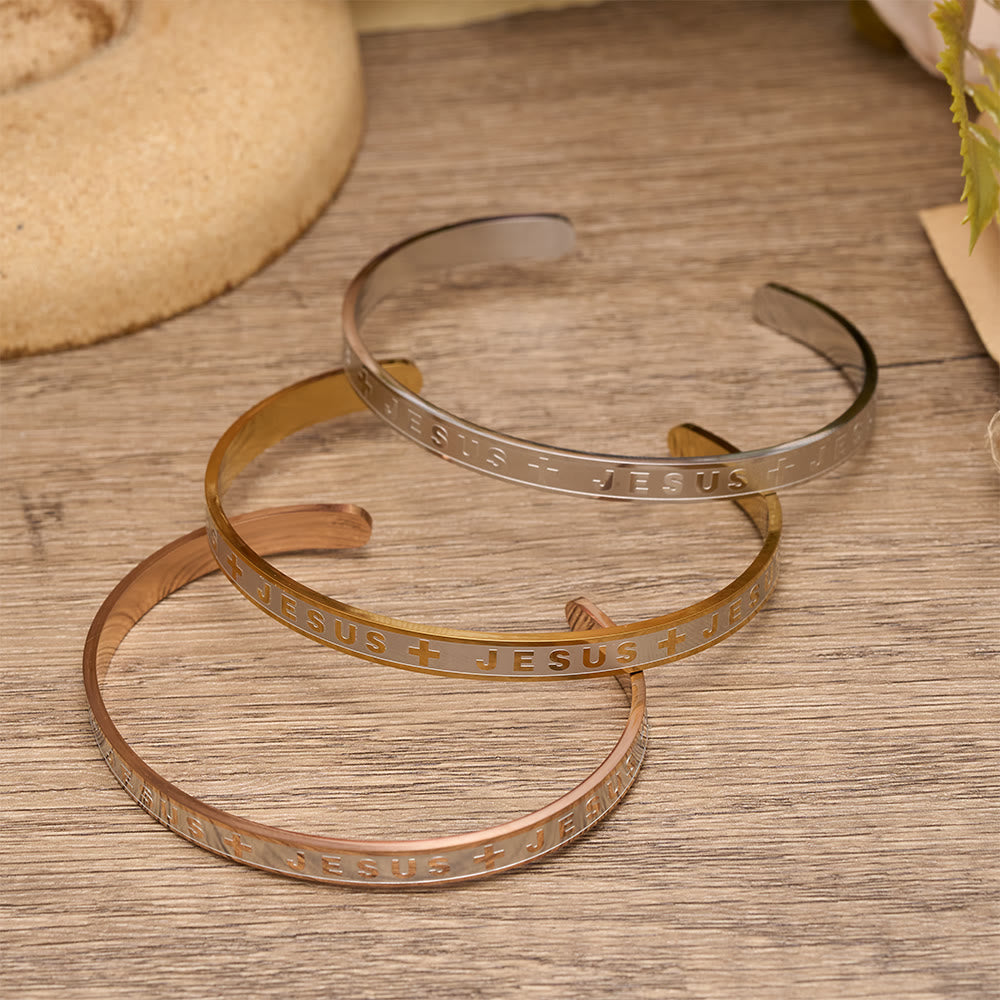 Christianartworkshop Graviertes Jesus-Armband in Gold-, Silber- und Roségold-Optik: Eine Erinnerung an die göttliche Gnade - image 1