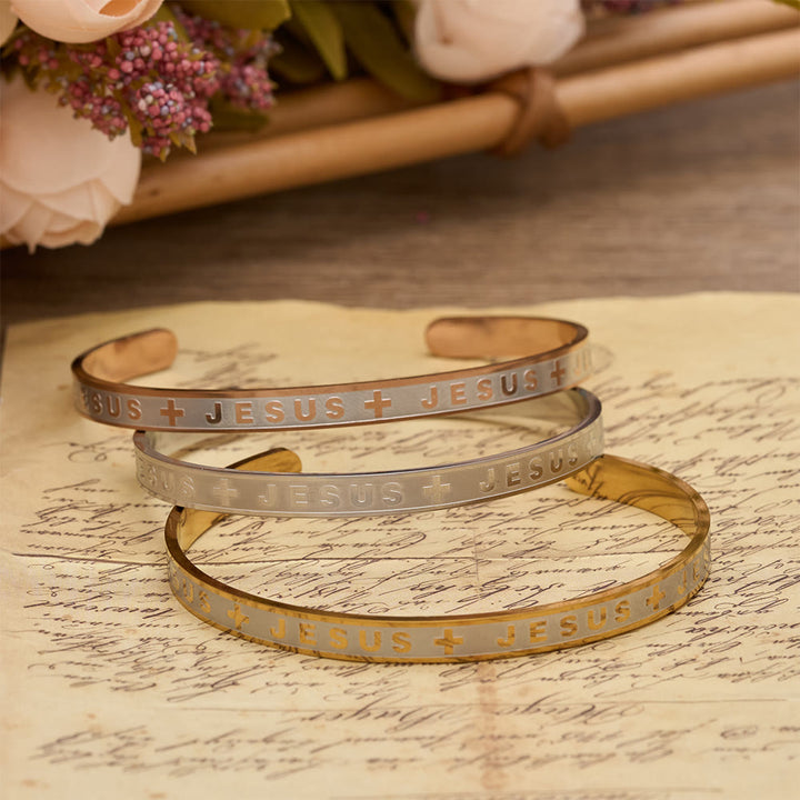 Christianartworkshop Graviertes Jesus-Armband in Gold-, Silber- und Roségold-Optik: Eine Erinnerung an die göttliche Gnade - image 0