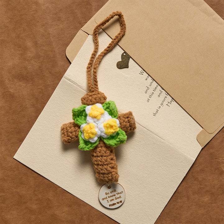 Christianartworkshop Gehäkelter Auto-Anhänger in Kreuzform mit inspirierenden Bibelversen: Eine Erinnerung an die göttliche Gnade - image 5
