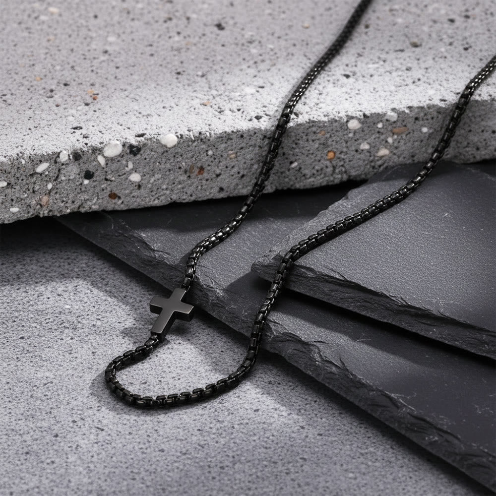 Christianartworkshop Elegante Edelstahl-Kreuzkette mit seitlichem Anhänger: Eine Erinnerung an göttliche Gnade - Schwarz - image 7