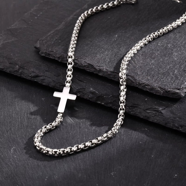 Christianartworkshop Elegante Edelstahl-Kreuzkette mit seitlichem Anhänger: Eine Erinnerung an göttliche Gnade - image 6