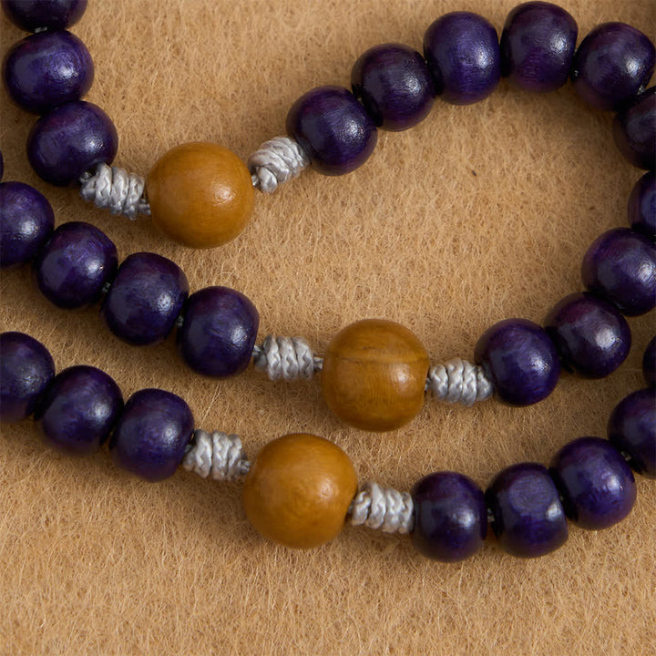 Christianartworkshop Rosenkranz aus tiefviolettem Ahorn- und Pfirsichholz mit Wundermedaille für den friedvollen Schutz - image 5