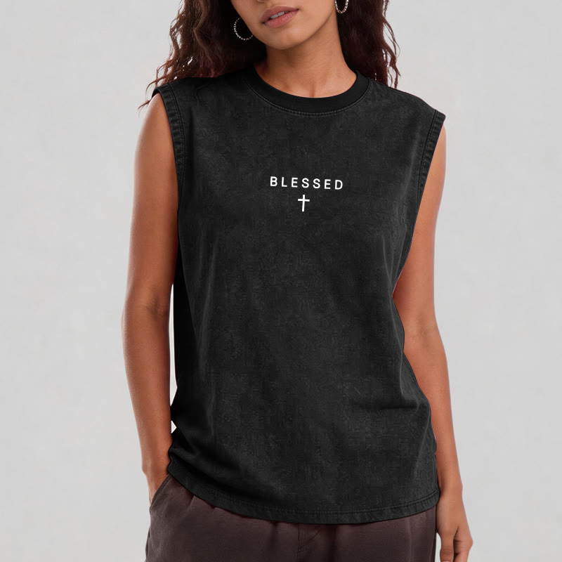 Christianartworkshop Power In The Name Of Jesus Tiger Washed Tank Top - image 5