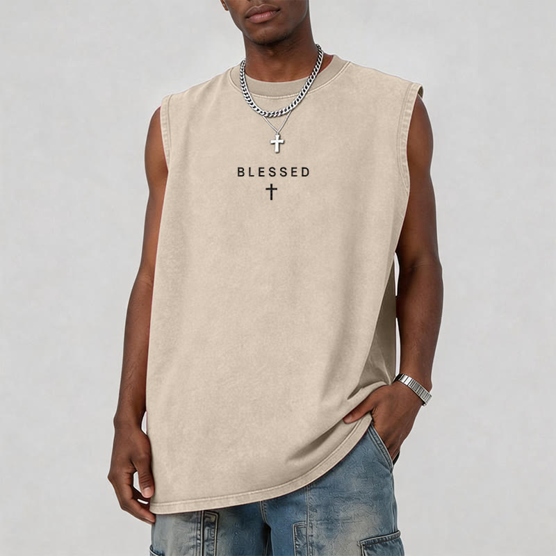 Christianartworkshop Power In The Name Of Jesus Tiger Washed Tank Top - image 11