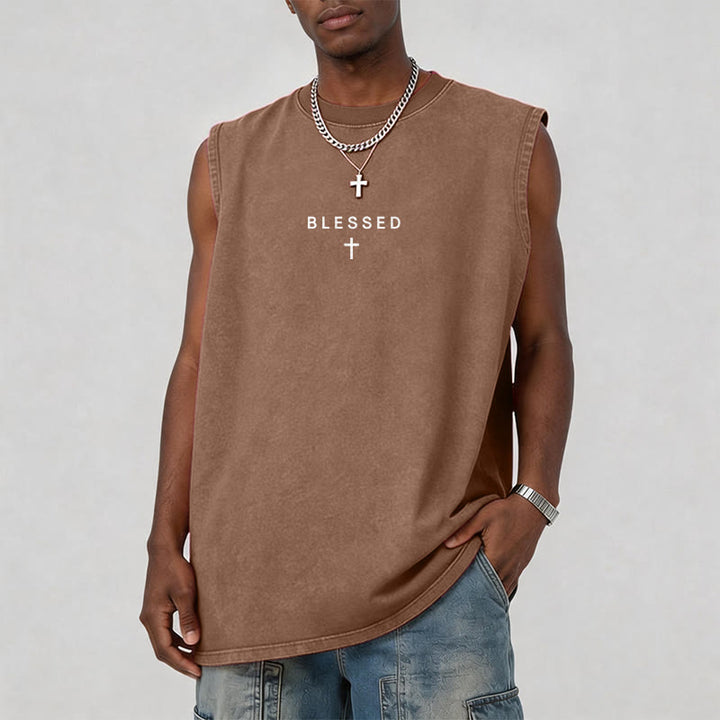 Christianartworkshop Power In The Name Of Jesus Tiger Washed Tank Top - image 25