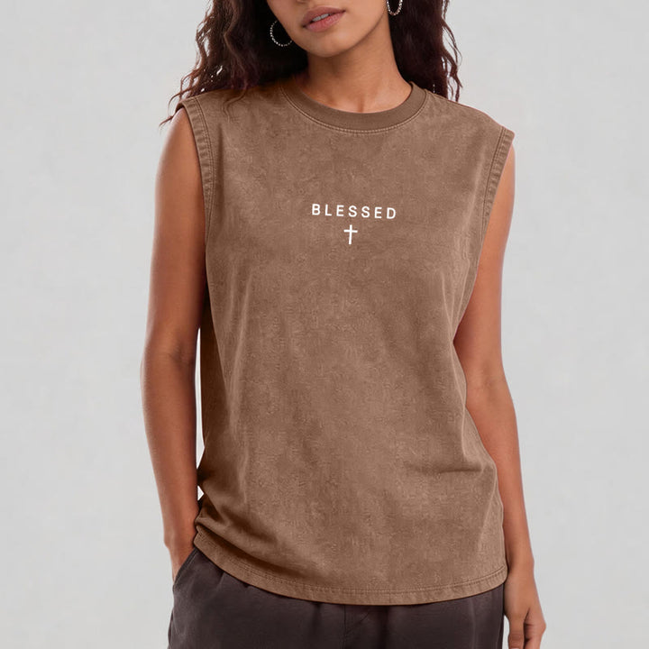 Christianartworkshop Power In The Name Of Jesus Tiger Washed Tank Top - image 26