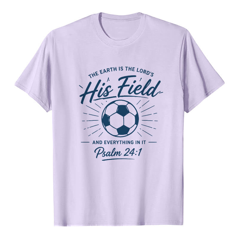 Christianartworkshop Psalm 24:1 His Field Soccer Faith Premium Kurzarm-T-Shirt - Lila - 2XL - image 3