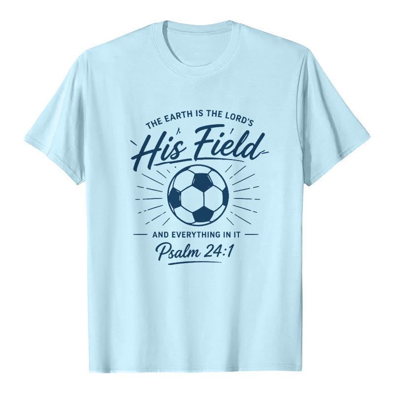 Christianartworkshop Psalm 24:1 His Field Soccer Faith Premium Kurzarm-T-Shirt - Blau - 2XL - image 6