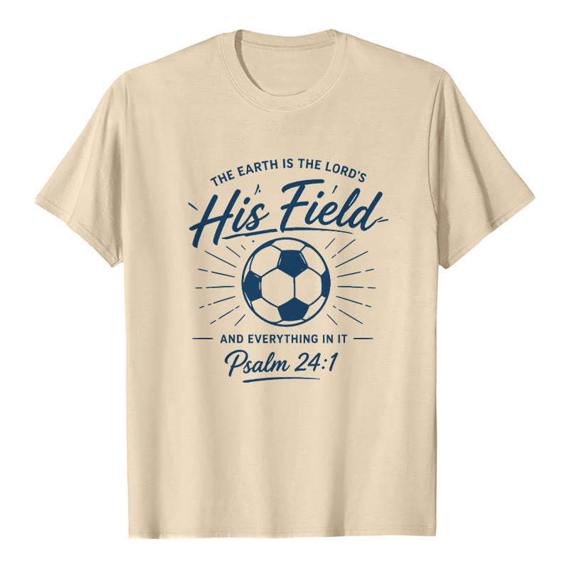 Christianartworkshop Psalm 24:1 His Field Soccer Faith Premium Kurzarm-T-Shirt - Beige - 2XL - image 7