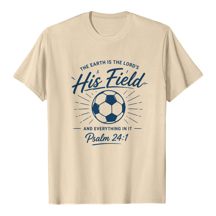 Christianartworkshop Psalm 24:1 His Field Soccer Faith Premium Kurzarm-T-Shirt - Beige - 2XL - image 7