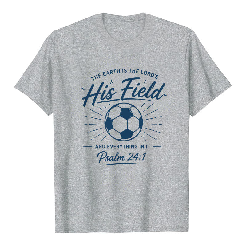 Christianartworkshop Psalm 24:1 His Field Soccer Faith Premium Kurzarm-T-Shirt - Grau - 2XL - image 8