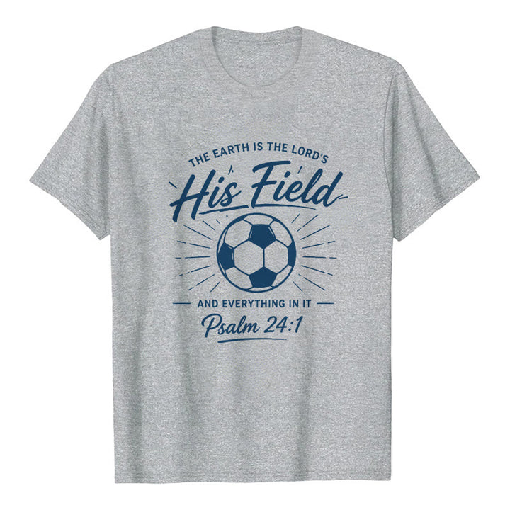 Christianartworkshop Psalm 24:1 His Field Soccer Faith Premium Kurzarm-T-Shirt - Grau - 2XL - image 8