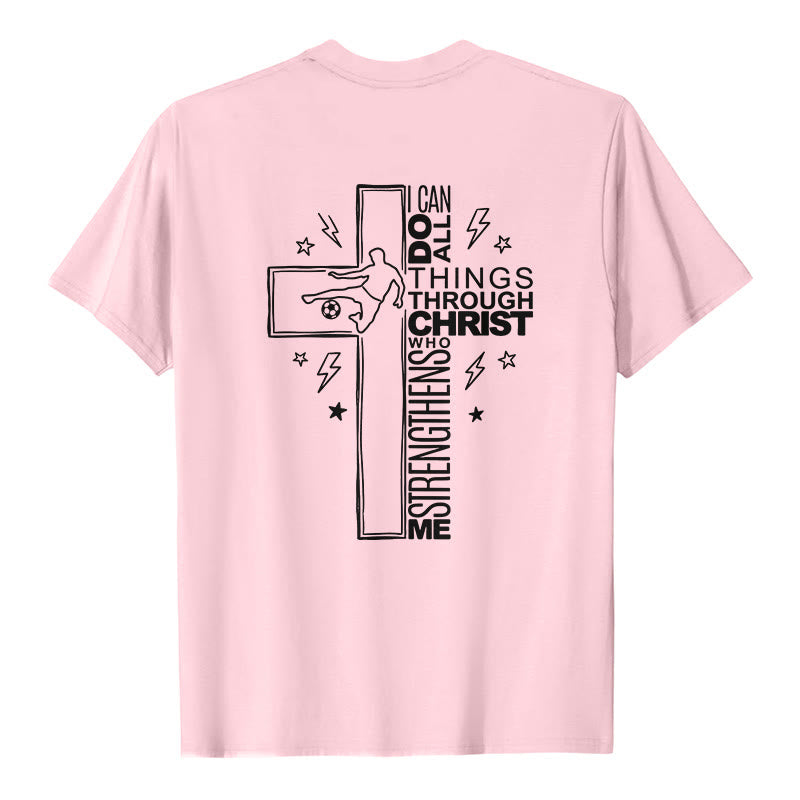 Christianartworkshop Philippians 4:13 Soccer Cross Premium Kurzarm-T-Shirt - image 11