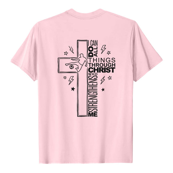 Christianartworkshop Philippians 4:13 Soccer Cross Premium Kurzarm-T-Shirt - image 11